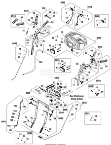 Handles And Controls Group (6966y 7382y) Diagram and Parts List for 1696616-04 2017 Briggs and Stratton Snow Blower